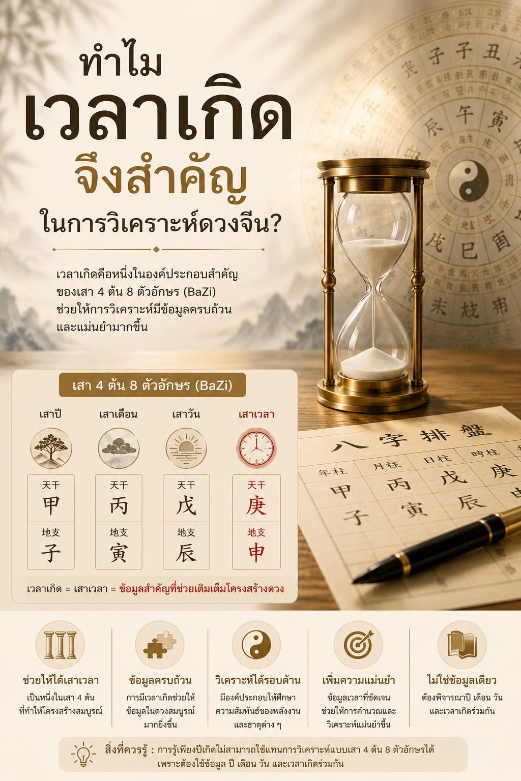 ภาพประกอบความสำคัญของเวลาเกิดในการวิเคราะห์ดวงจีน BaZi