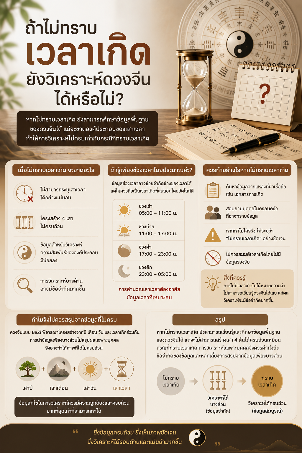 ภาพประกอบการวิเคราะห์ดวงจีนกรณีไม่ทราบเวลาเกิด